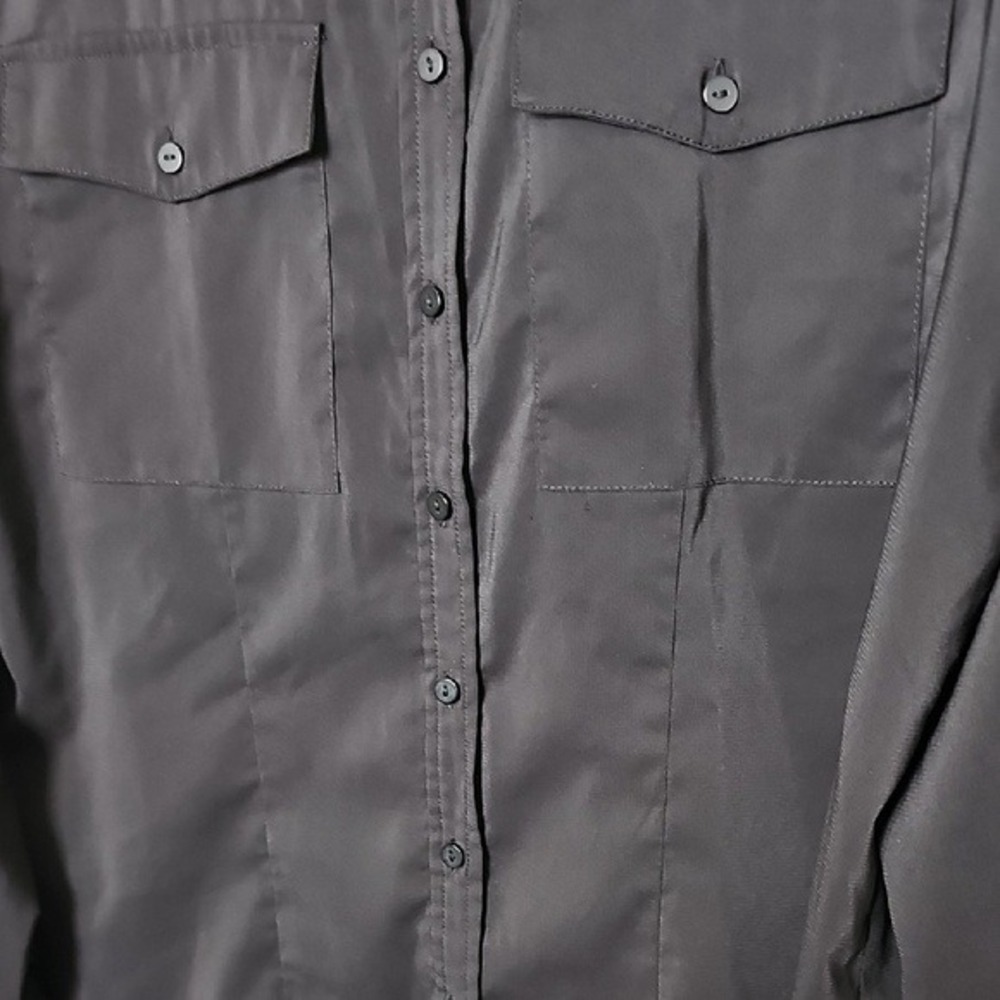 Betabrand Convertible Black Button Down Long Sleeve Collared Work Blouse Medium - Picture 4 of 10